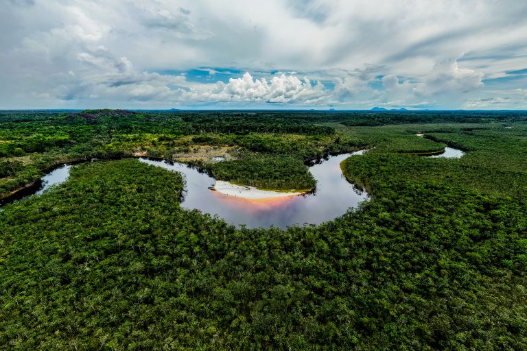 Aerial view of Cerros de Mavicure in Puerto Inirida, Guainia department, Colombia